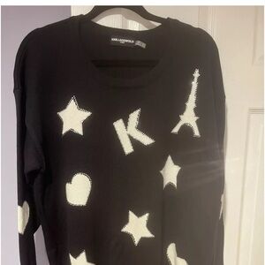 Preowned Dark NAVY DIAMOND DESIGN KARL LAGERFELD  SWEATER  SIZE L